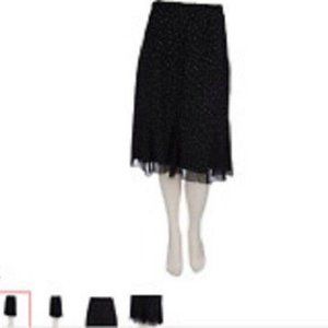 Dialogue Tru-Waist Chiffon Printed/Solid Skirt BLACK NIP SIze 16